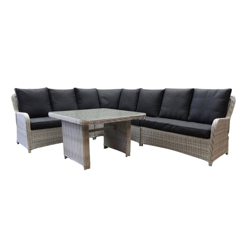 AVH-Collectie Bilbao hoek dining loungeset 5-delig wit grijs