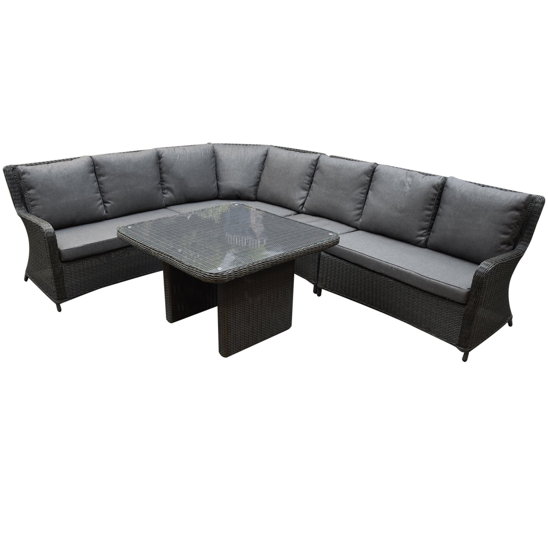 AVH Premium Collection Bilbao premium dining hoek loungeset 5 delig antraciet wicker