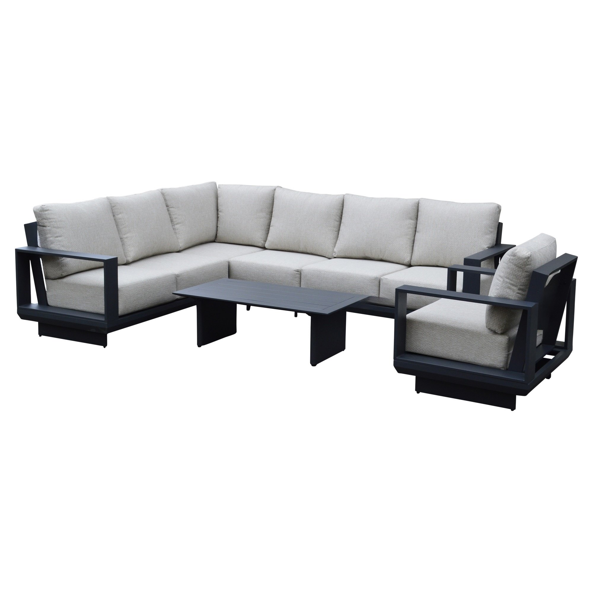 AVH-Collectie Avellino hoek loungeset 6 delig antraciet aluminium soft grey