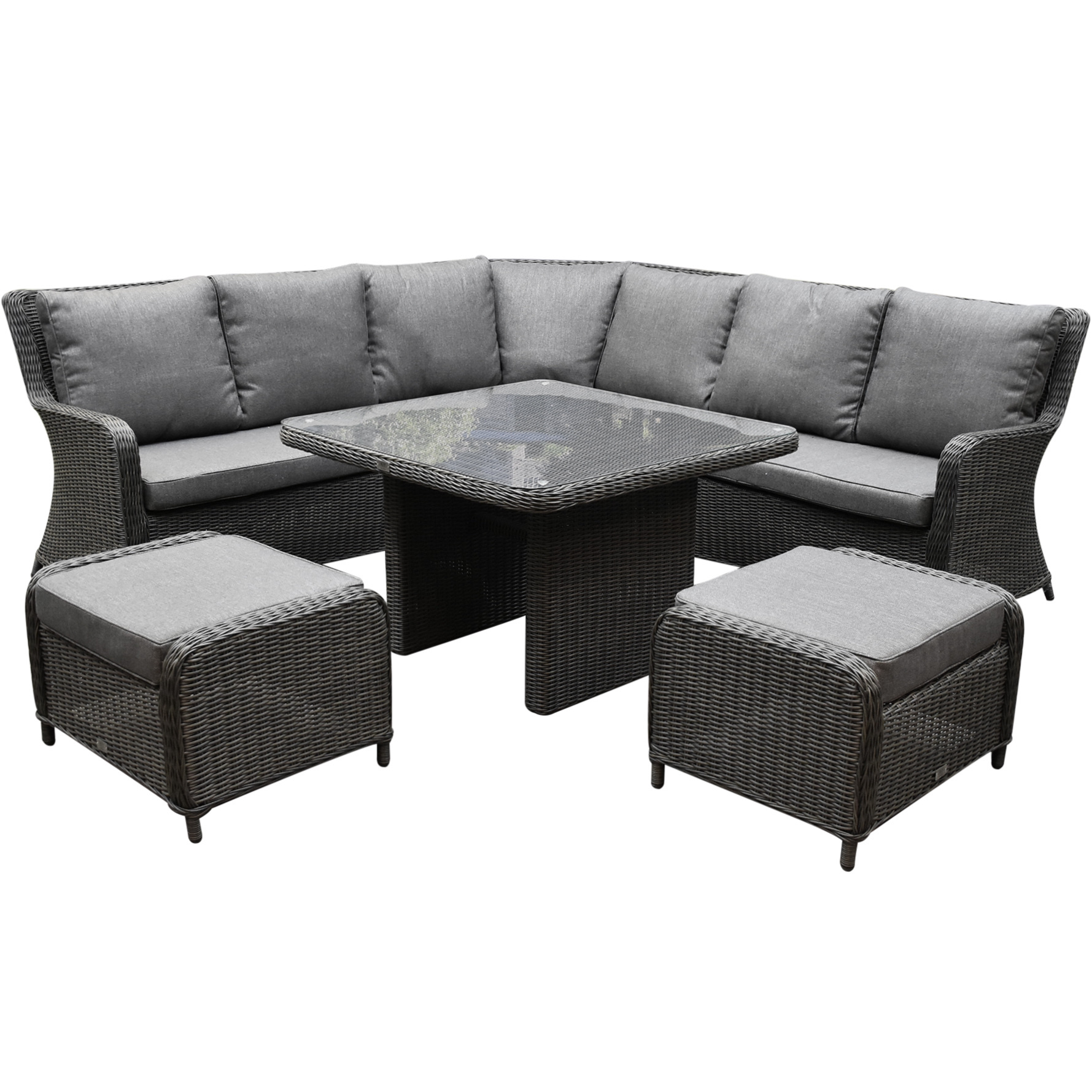 AVH Premium Collection Bilbao premium dining hoek loungeset 6 delig antraciet wicker
