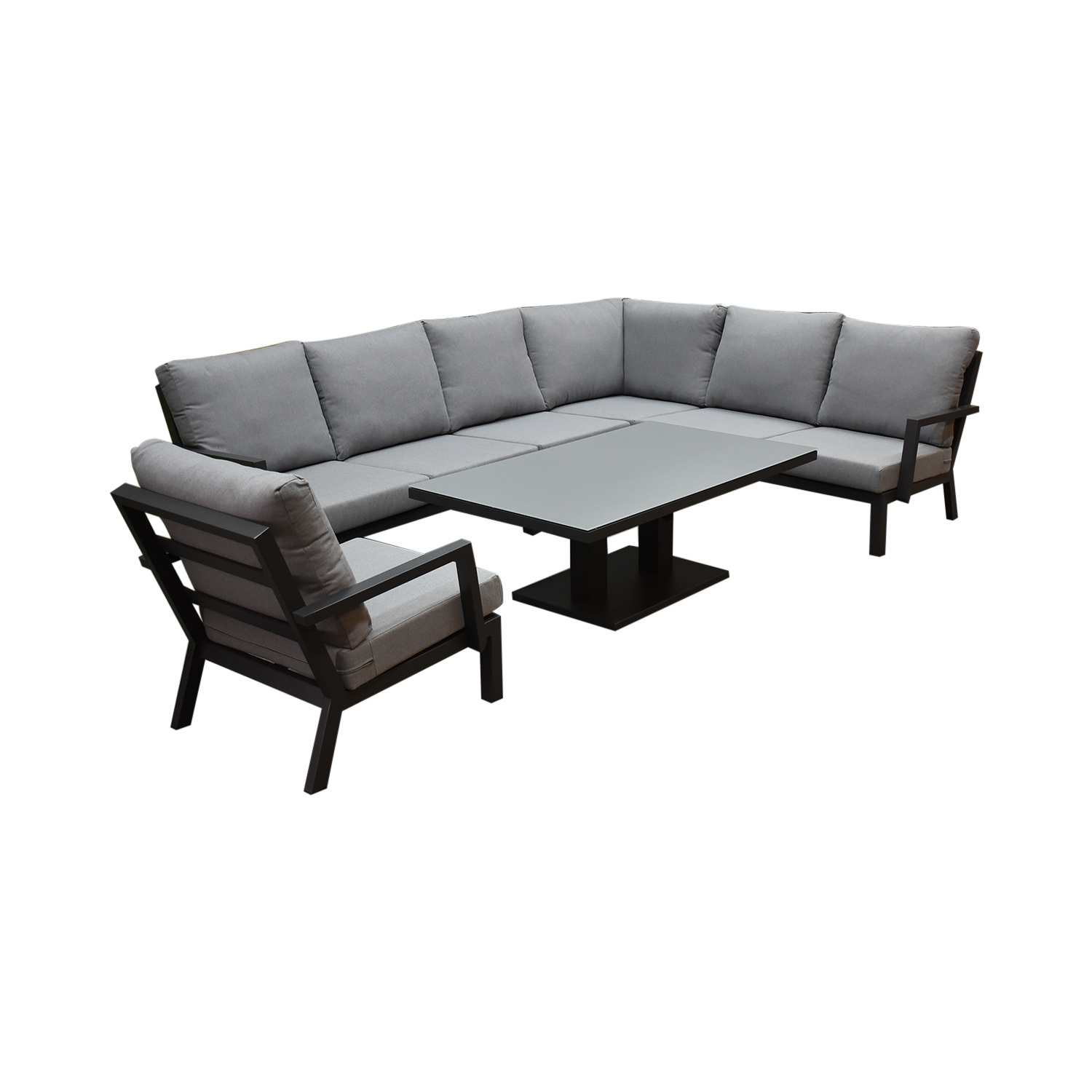 AVH-Collectie New York hoek dining loungeset 6-delig antraciet