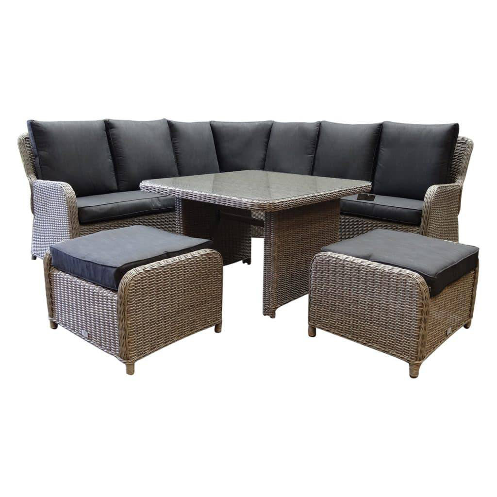 AVH-Collectie Bilbao hoek dining loungeset 6 delig grijs