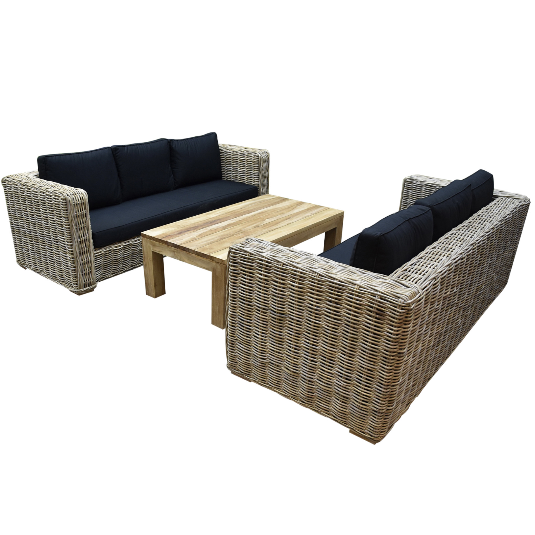 AVH-Collectie Nissah bank loungeset 3 delig teak naturel rotan