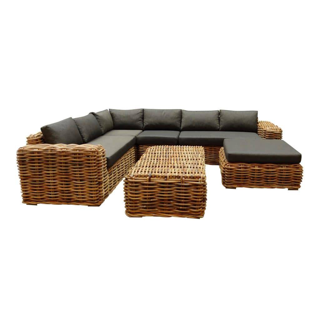 AVH-Collectie Sabuga hoek loungeset 6-delig naturel rotan