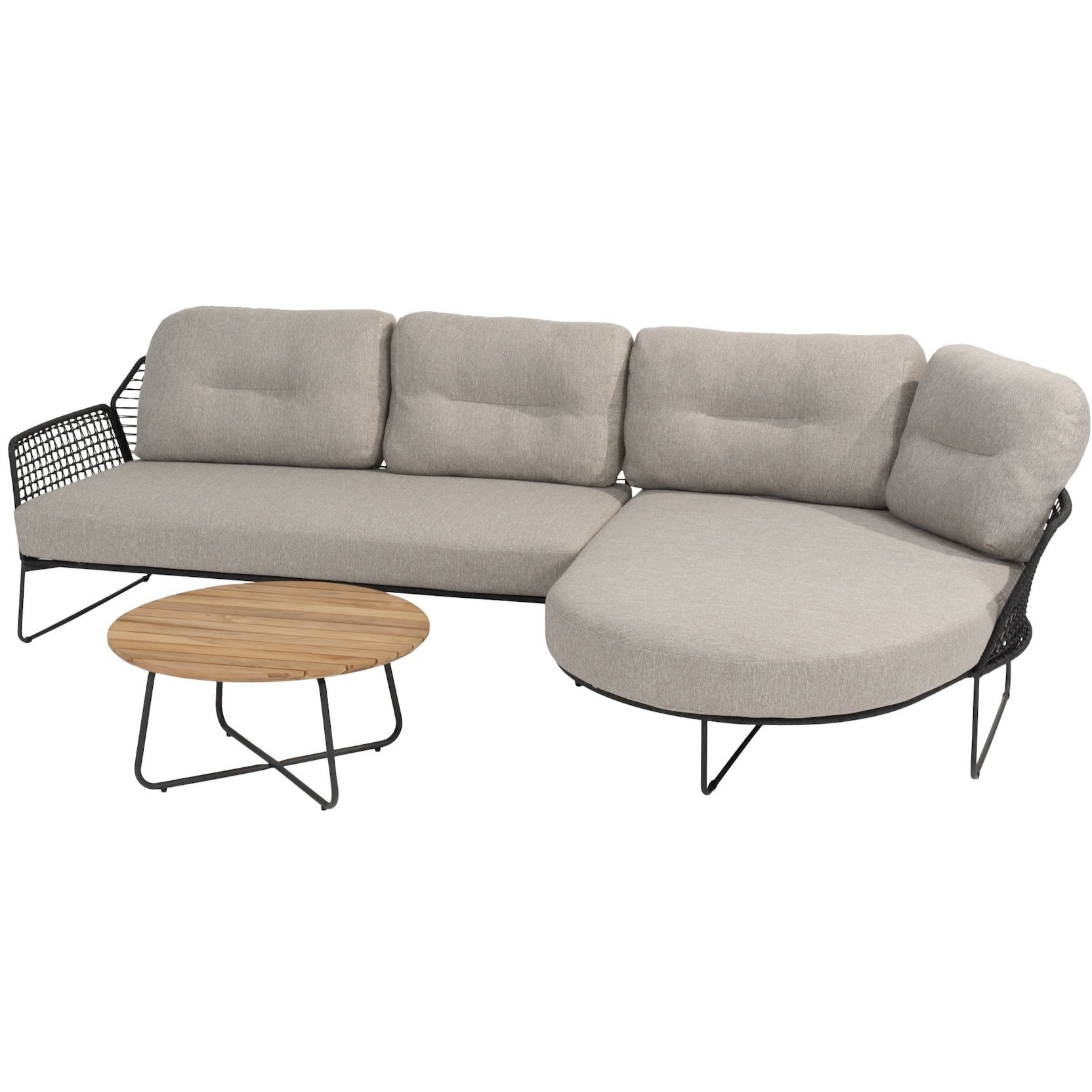 Taste 4SO Rhodos chaise longue loungeset 3 delig antraciet rop 