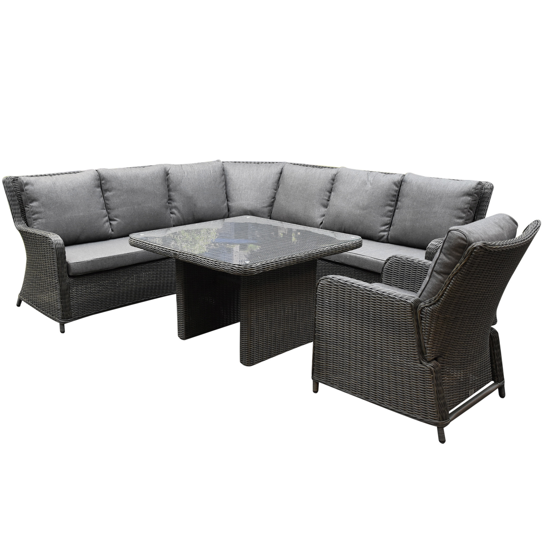 AVH Premium Collection Bilbao premium dining hoek loungeset 5 delig antraciet wicker