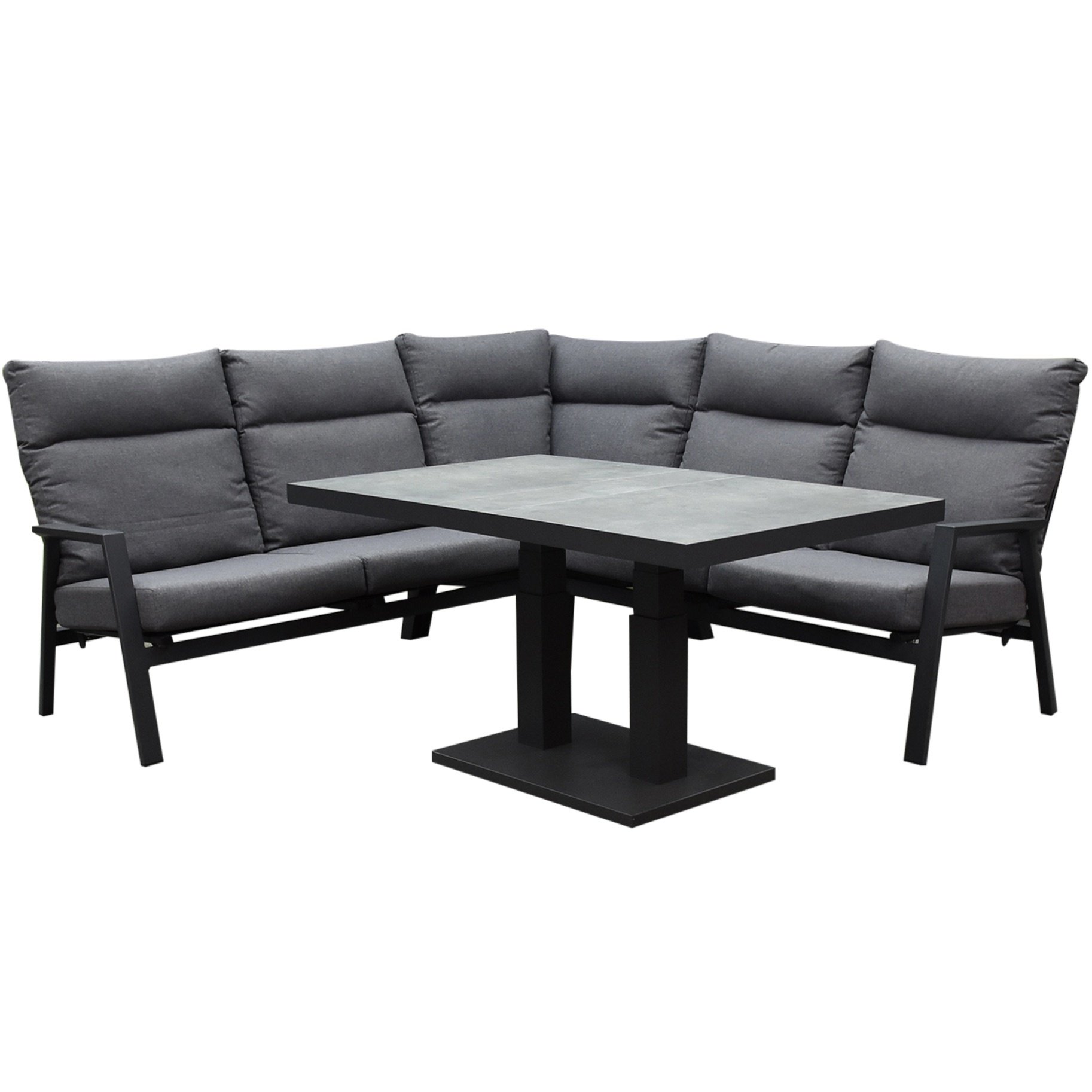 AVH-Collectie Pacific hoek dining loungeset 4 delig aluminium verstelbaar
