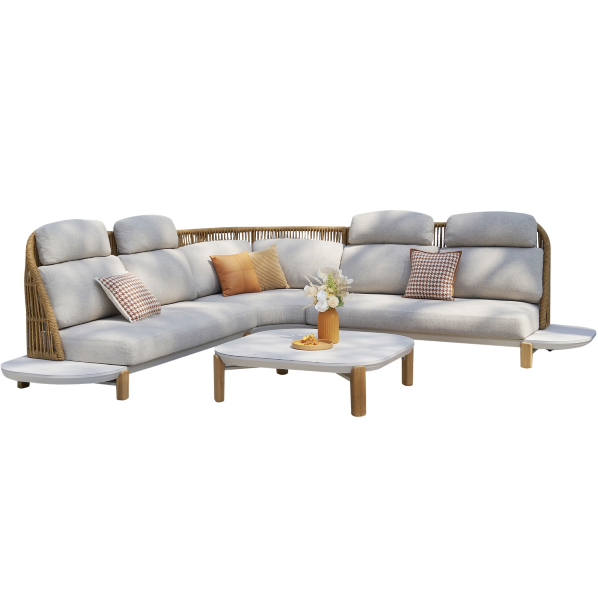 AVH-Collectie Melbourne hoek loungeset 4 delig aluminium lichtgrijs