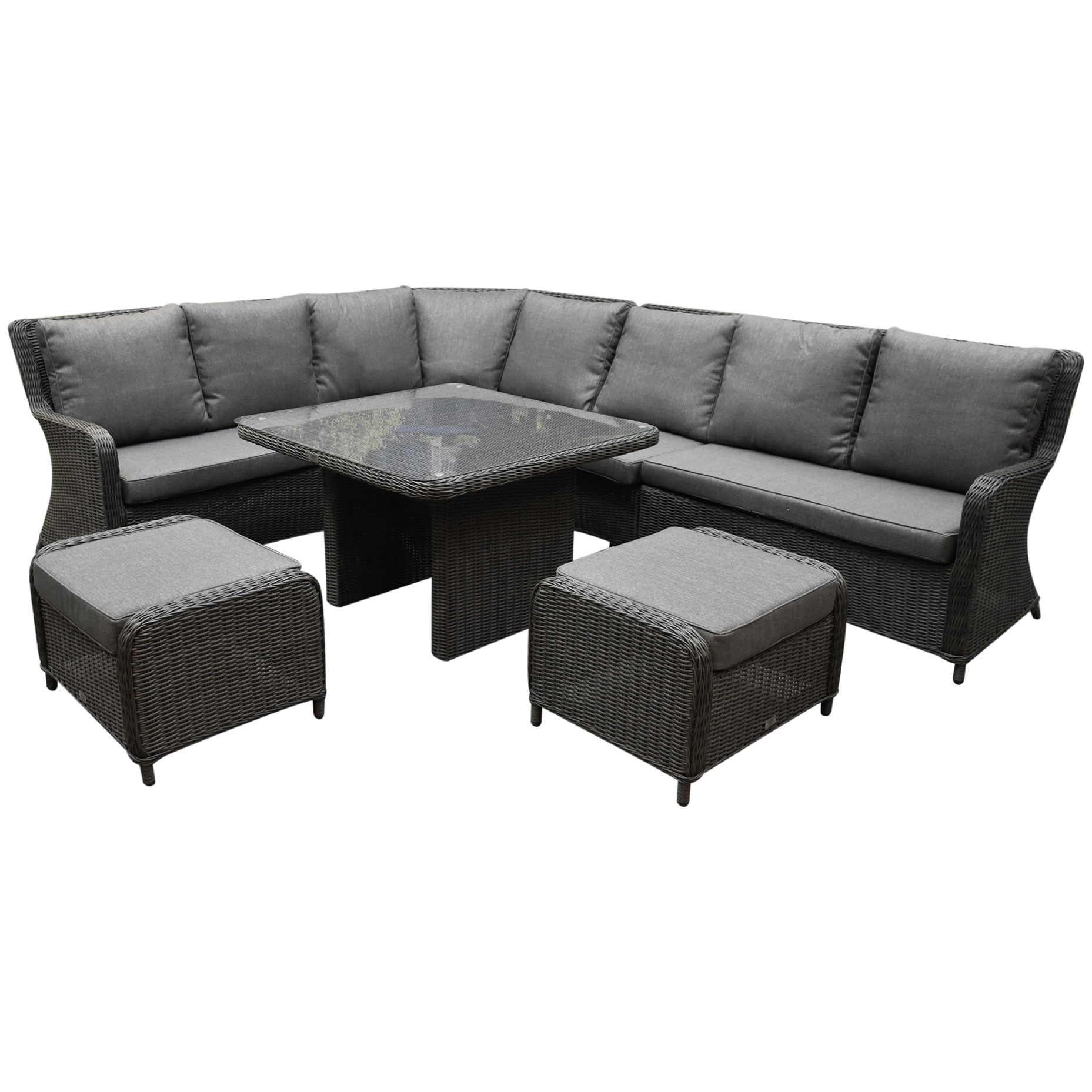 AVH Premium Collection Bilbao premium dining hoekset 7 delig antraciet wicker