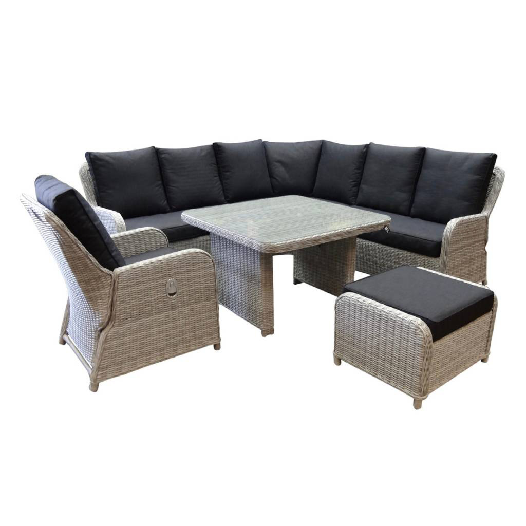 AVH-Collectie Bilbao hoek dining loungeset 6-delig wit grijs