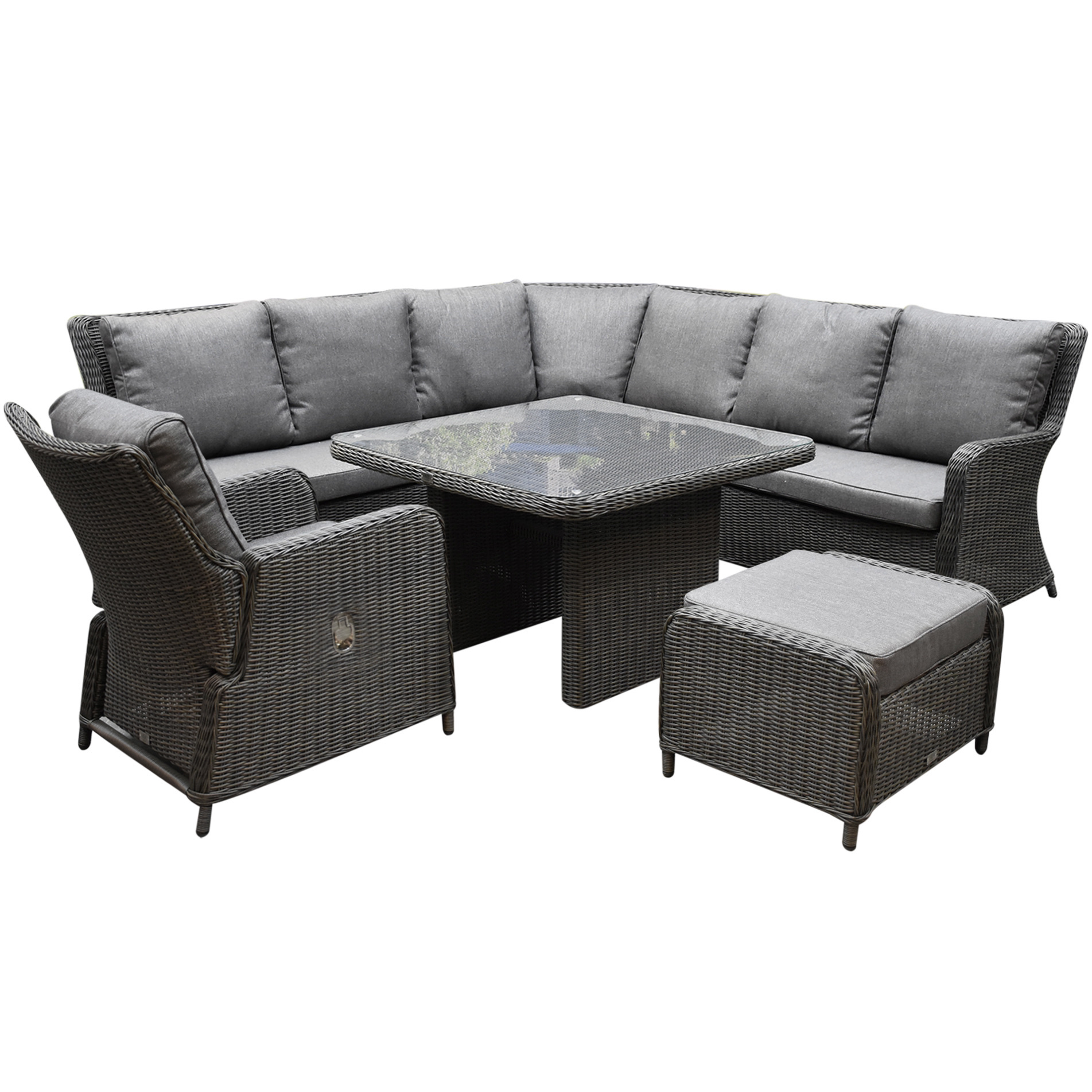 AVH Premium Collection Bilbao premium dining hoek loungeset 6 delig antraciet wicker
