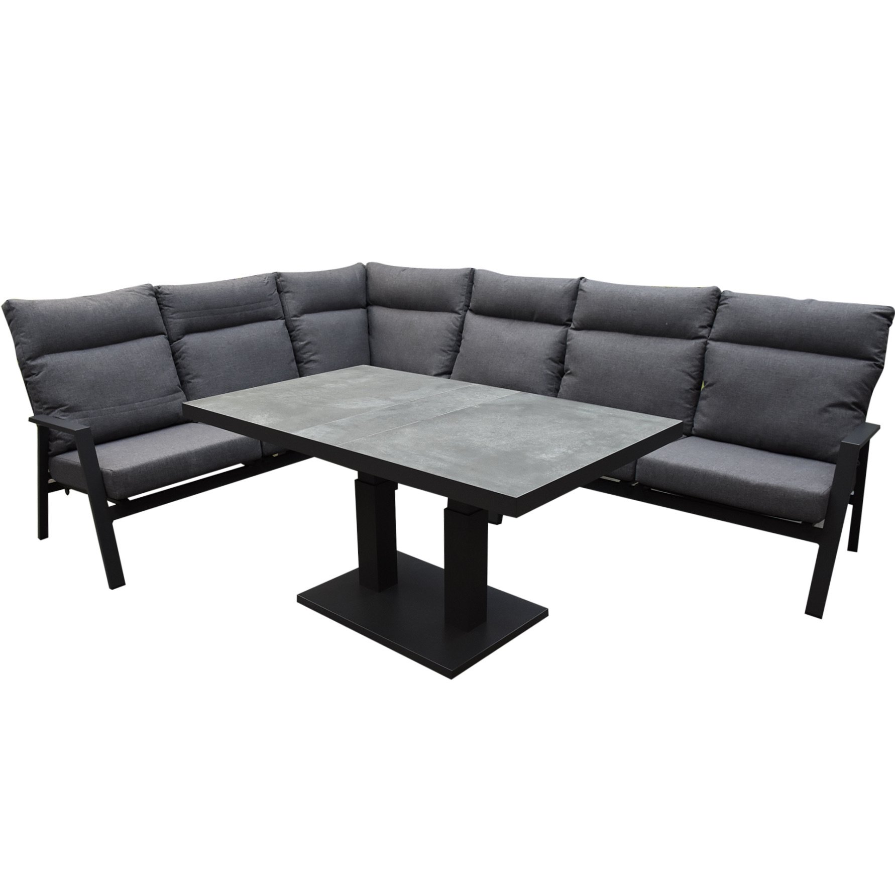 AVH-Collectie Pacific hoek dining loungeset 5 delig aluminium verstelbaar antraciet