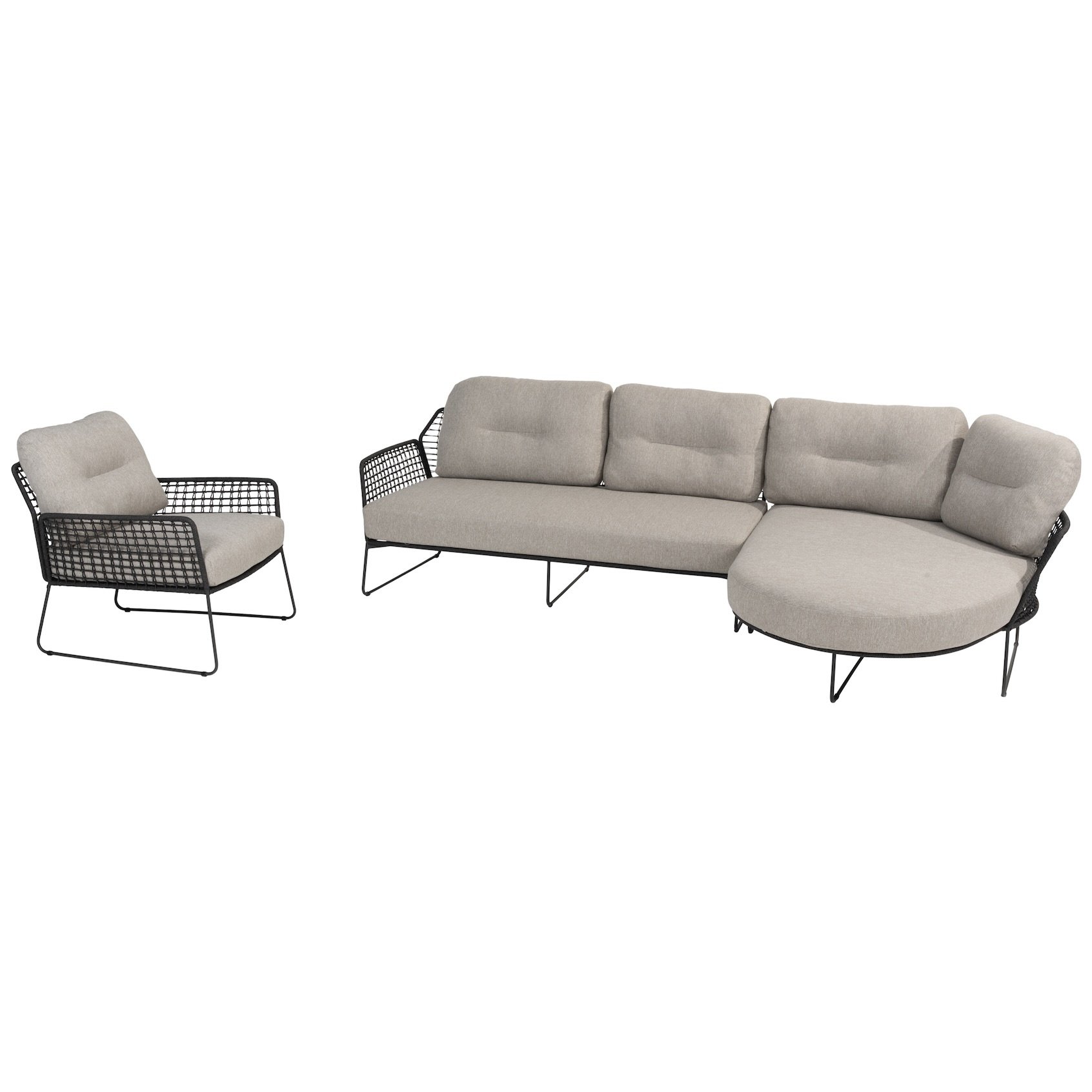 Taste 4SO Rhodos chaise longue loungeset 3 delig antraciet rop 