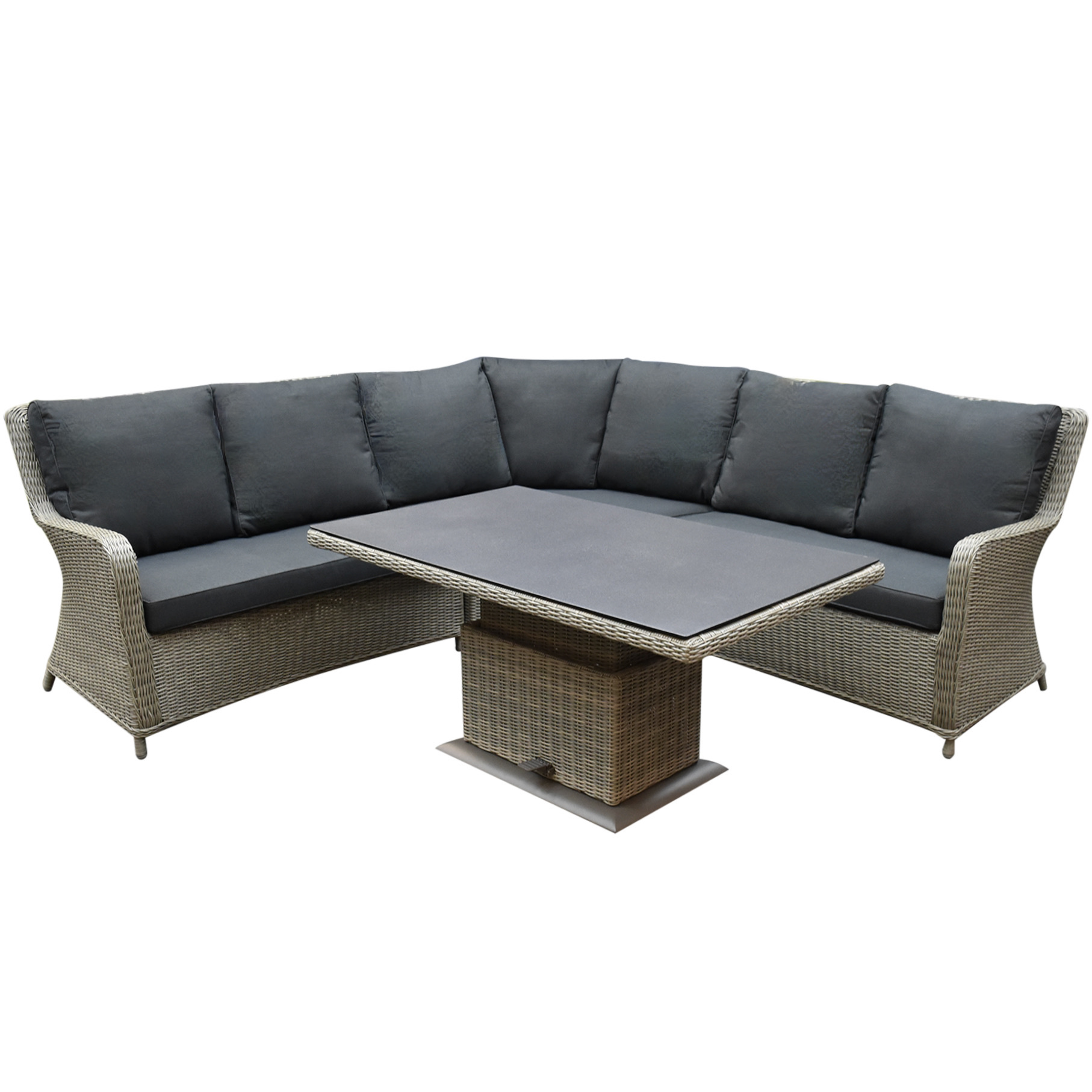 AVH-Collectie Bilbao hoek dining loungeset 4 delig grijs verstelbare tafel