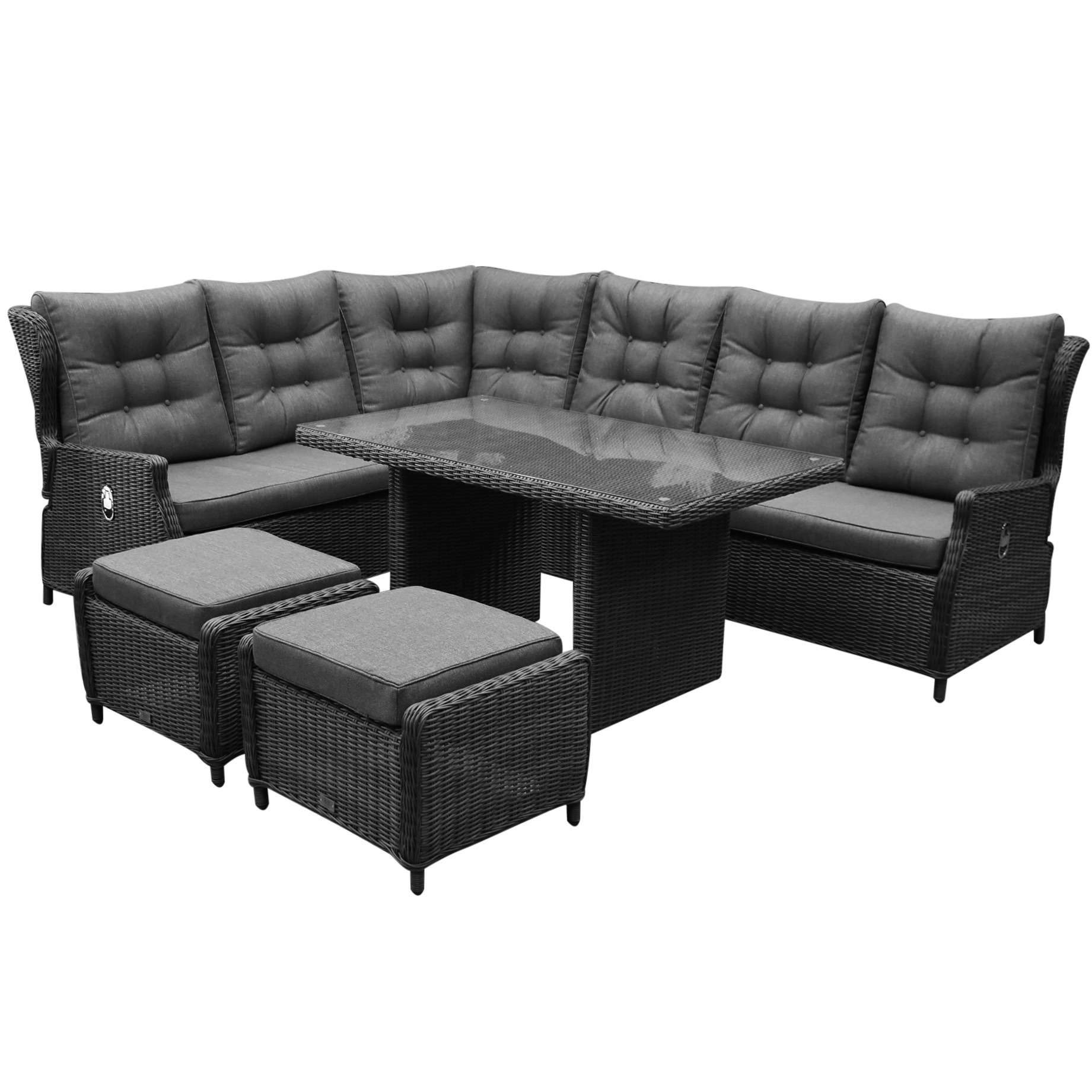 AVH Premium Collection Ibiza premium hoek dining loungeset 7 delig antraciet