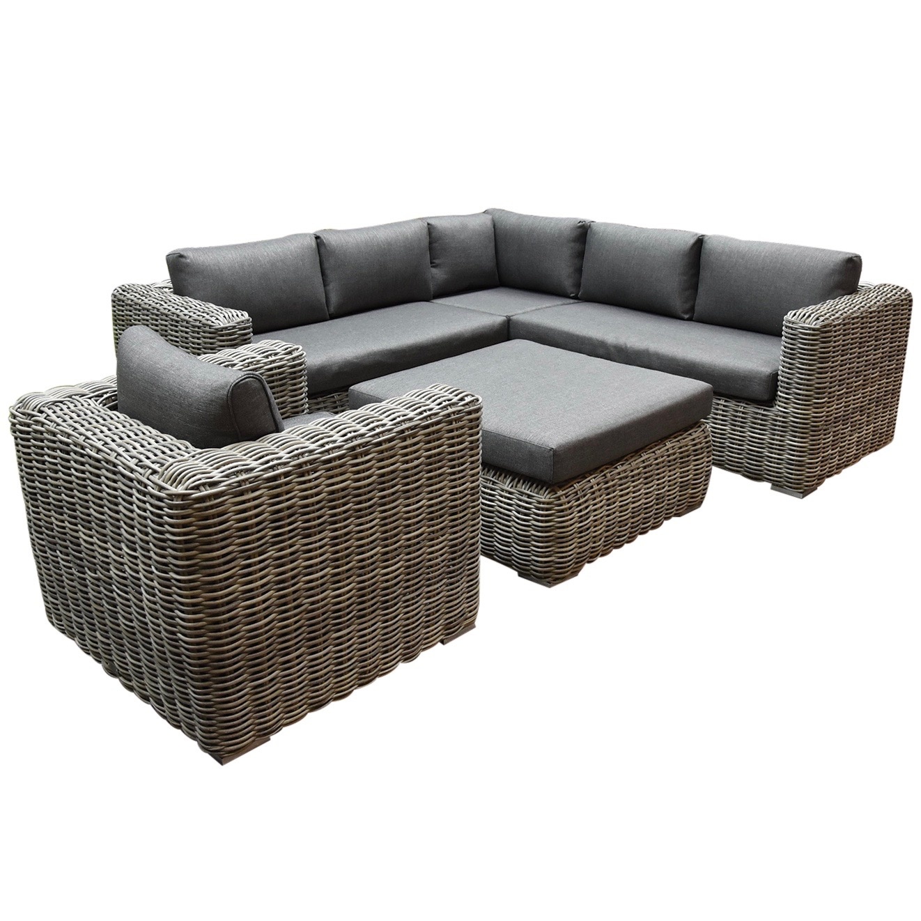 AVH-Collectie Cervo hoek loungeset 5-delig grijs wicker