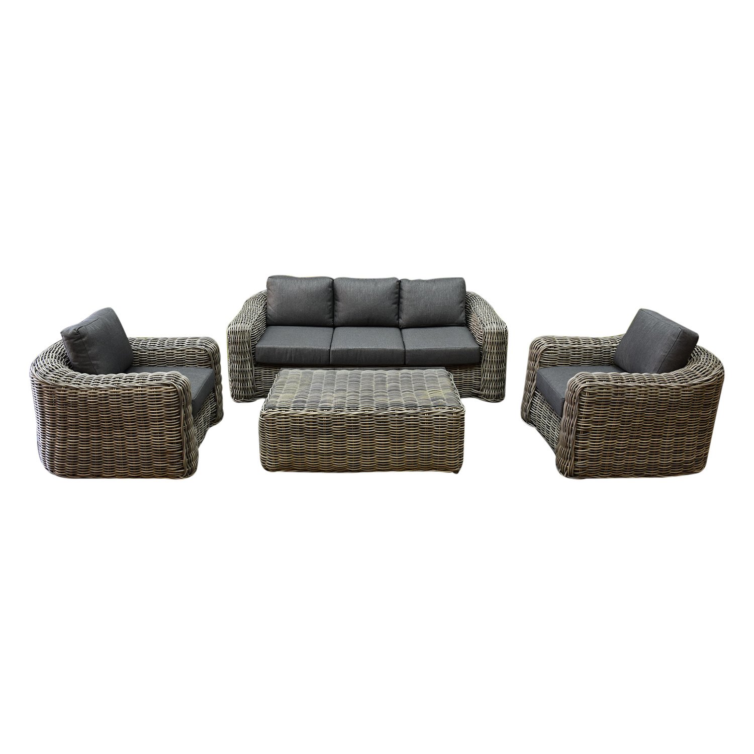 AVH-Collectie Las Palmas stoel bank loungeset 4-delig grijs