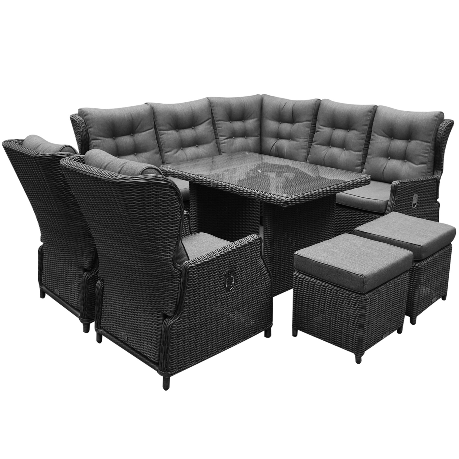 AVH Premium Collection Ibiza premium hoek dining loungeset 8 delig antraciet