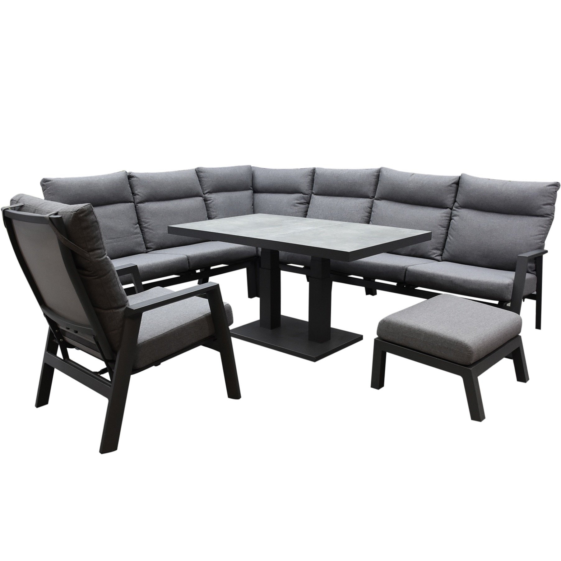 AVH-Collectie Pacific hoek dining loungeset 7 delig aluminium verstelbaar
