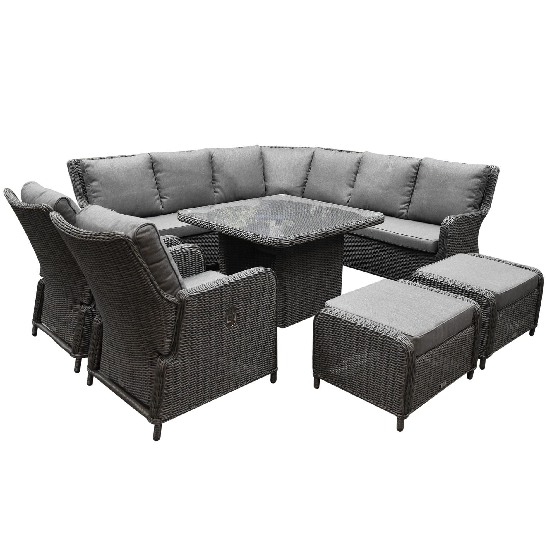 AVH Premium Collection Bilbao premium dining loungeset 8 delig antraciet wicker