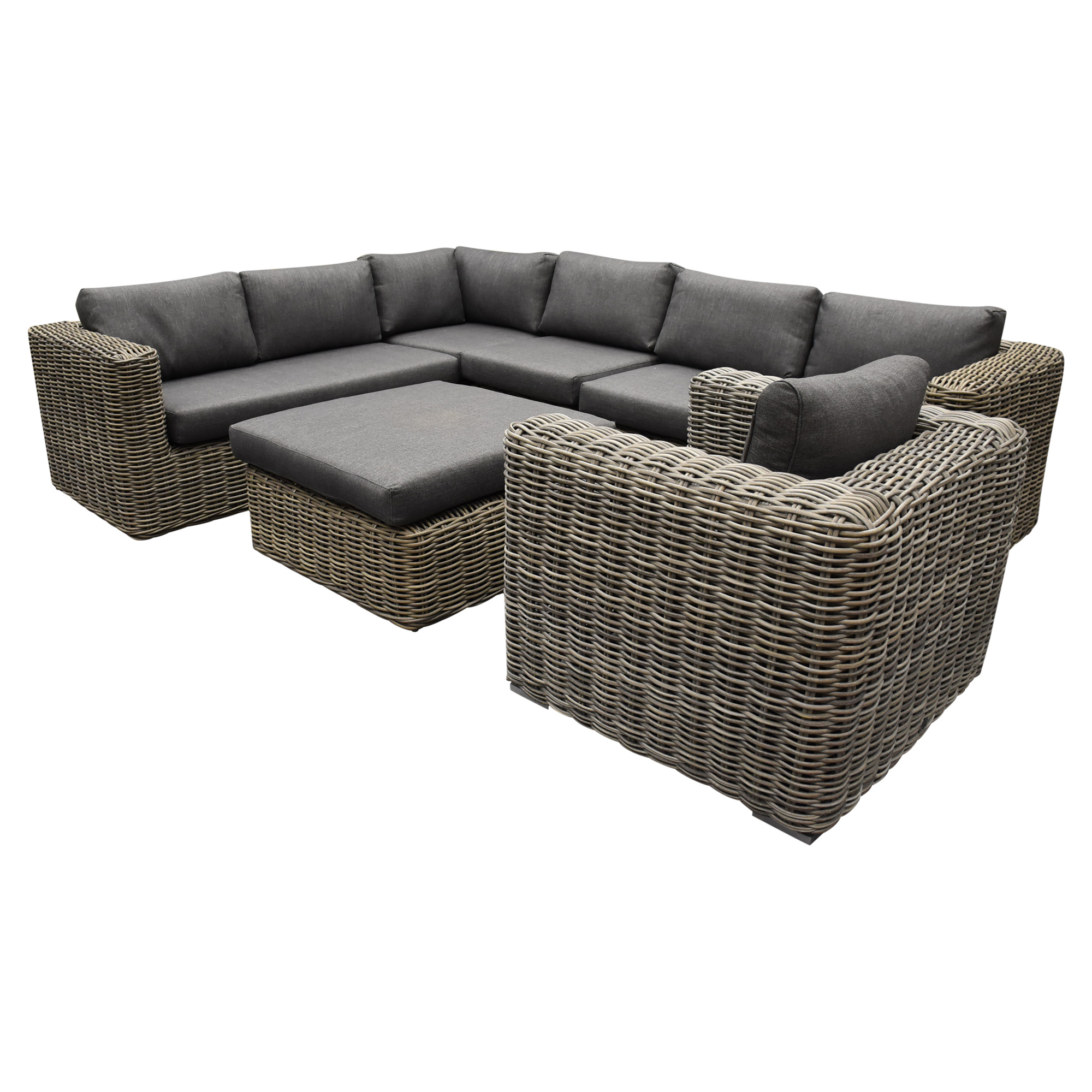 AVH-Collectie Cervo hoek loungeset 6-delig grijs wicker