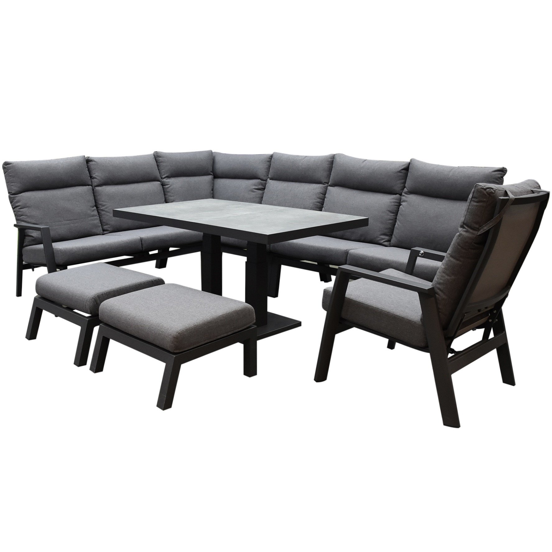 AVH-Collectie Pacific hoek dining loungeset 8 delig aluminium verstelbaar