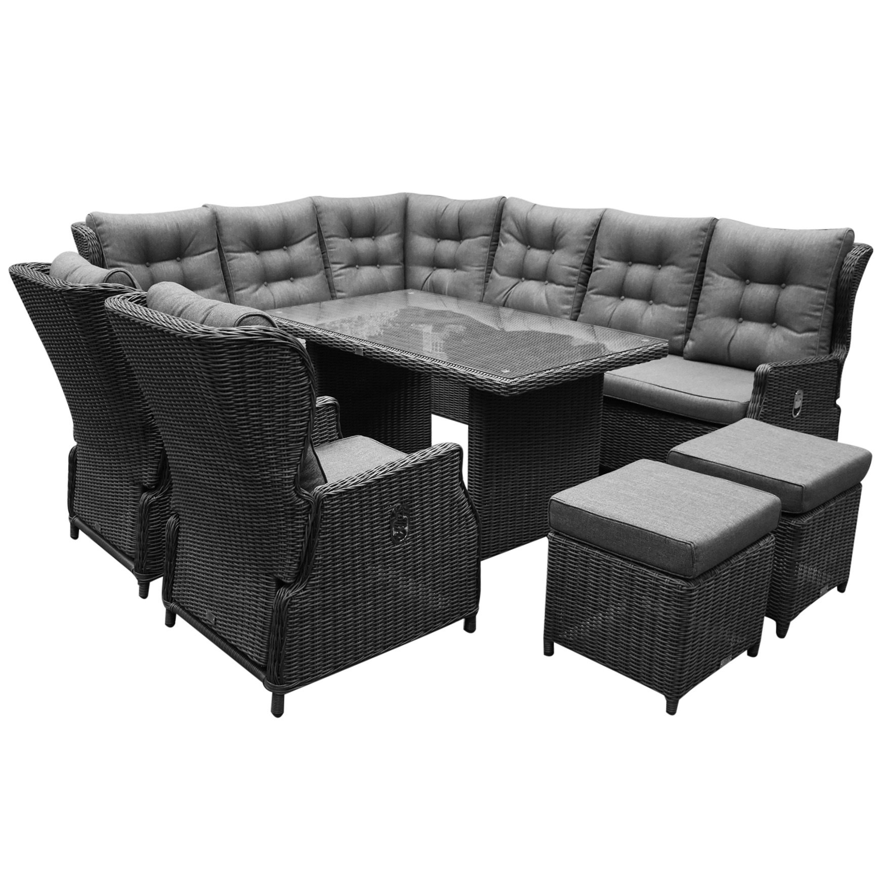AVH Premium Collection AVH-Collectie Ibiza premium hoek dining loungeset 9 delig antraciet
