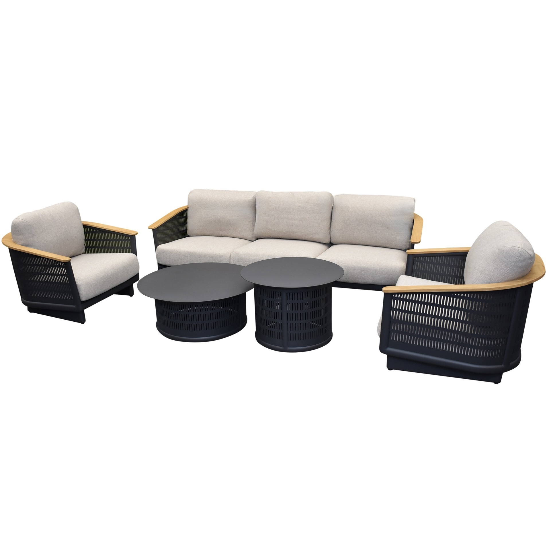AVH-Collectie Lattice stoel bank loungeset 5 delig aluminium antraciet
