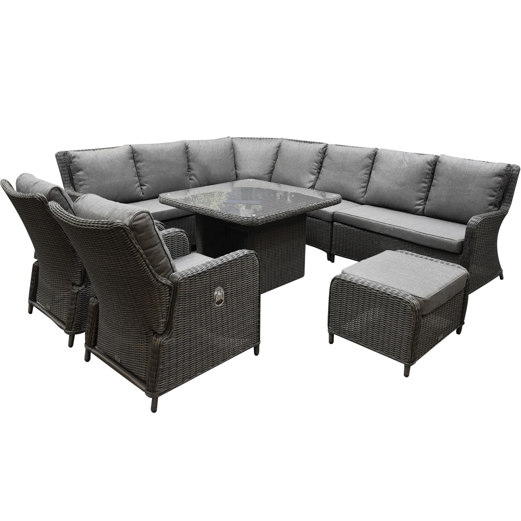 AVH Premium Collection Bilbao premium dining loungeset 8 delig antraciet wicker