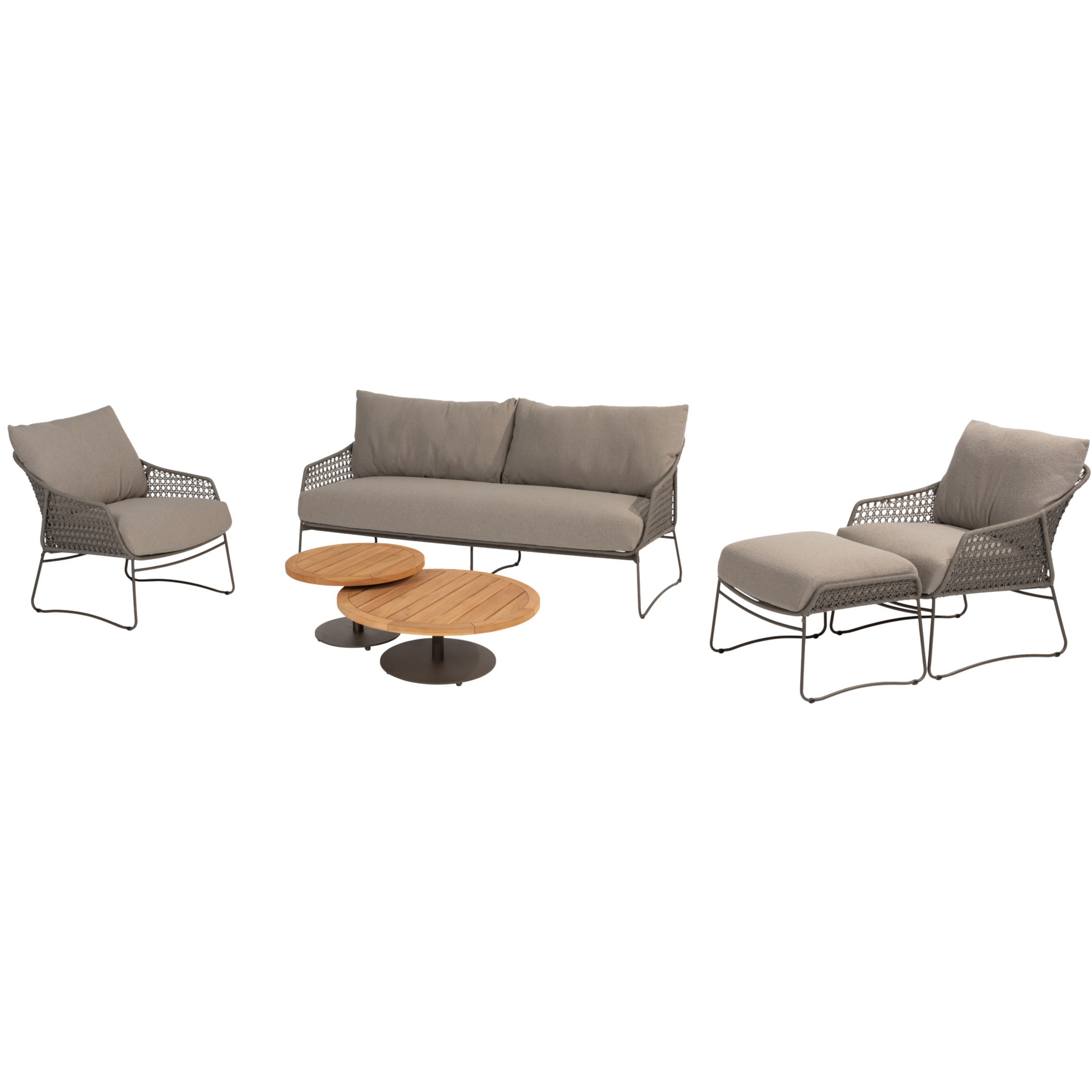 4 Seasons Outdoor Moretti stoel bank loungeset 6 delig teak rope terre 