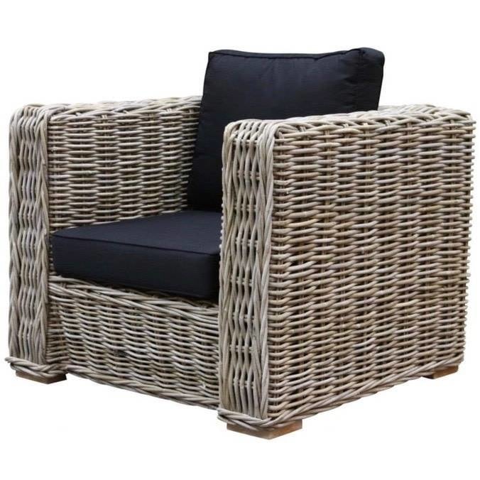 AVH-Collectie Nissah lounge tuinstoel naturel rotan - olefin black - urecel foam