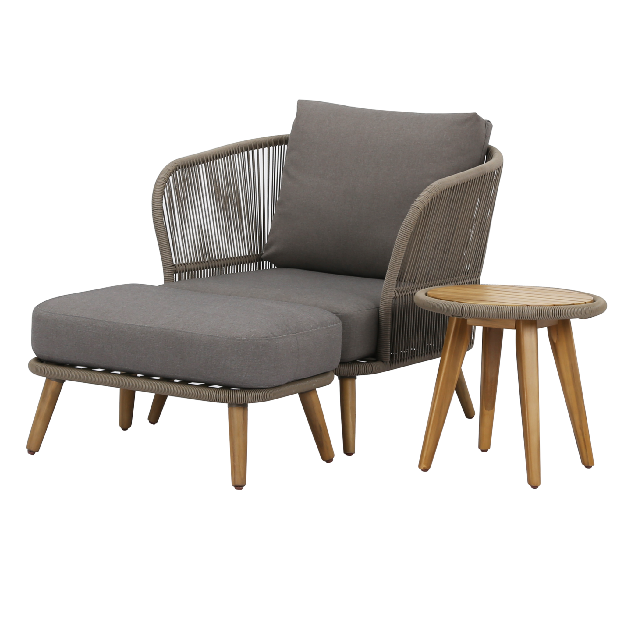 AVH-Collectie Volterra lounge balkonset 3 delig licht bruin wicker