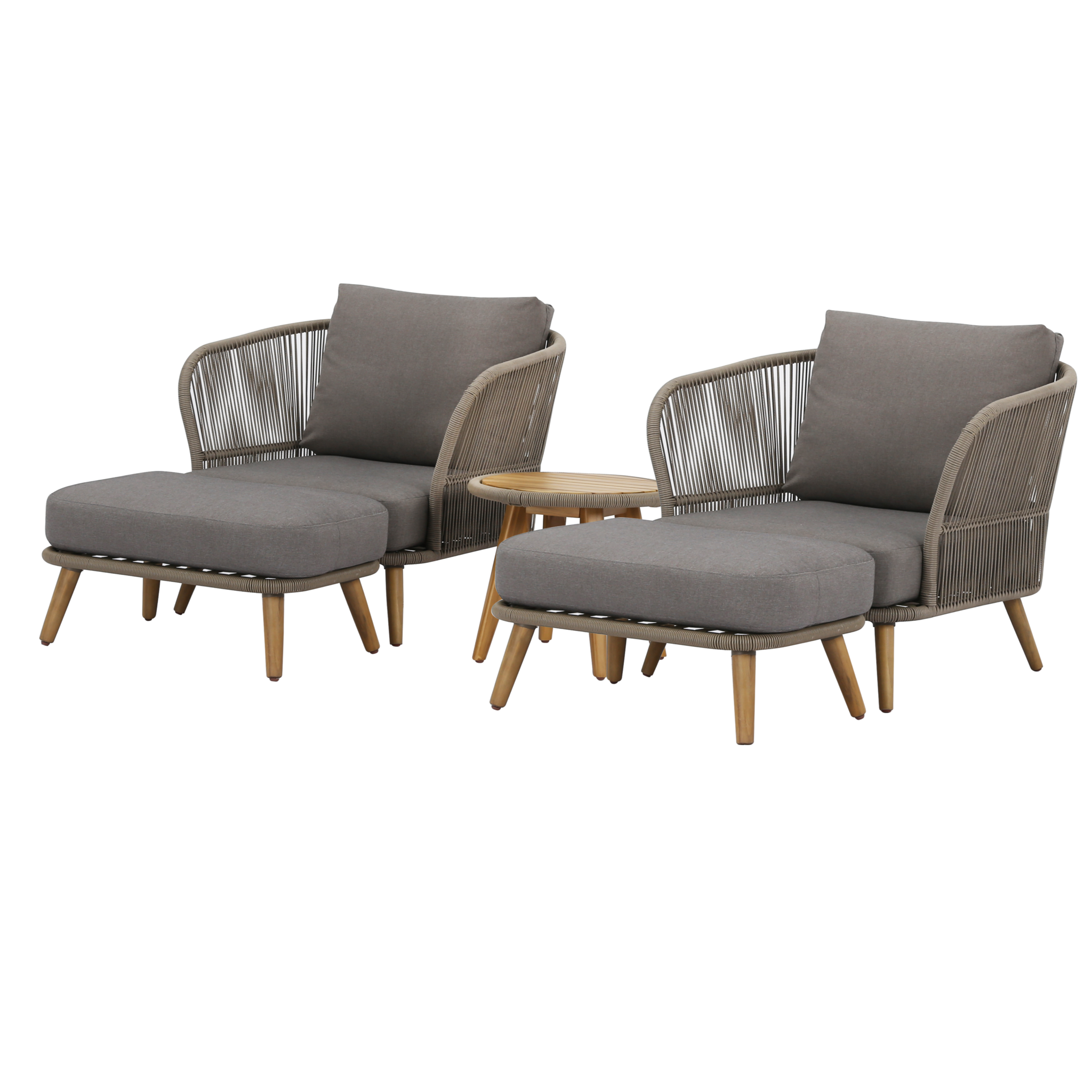 AVH-Collectie Volterra lounge balkonset 5-delig licht bruin wicker
