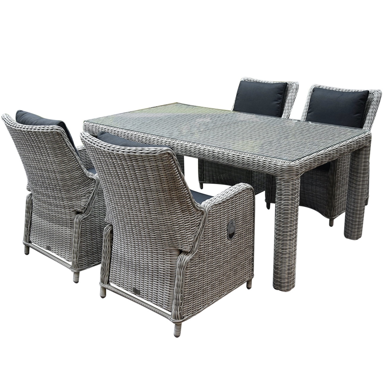 AVH-Collectie Bilbao Bergamo dining tuinset 180x100xH75 cm verstelbaar wit
