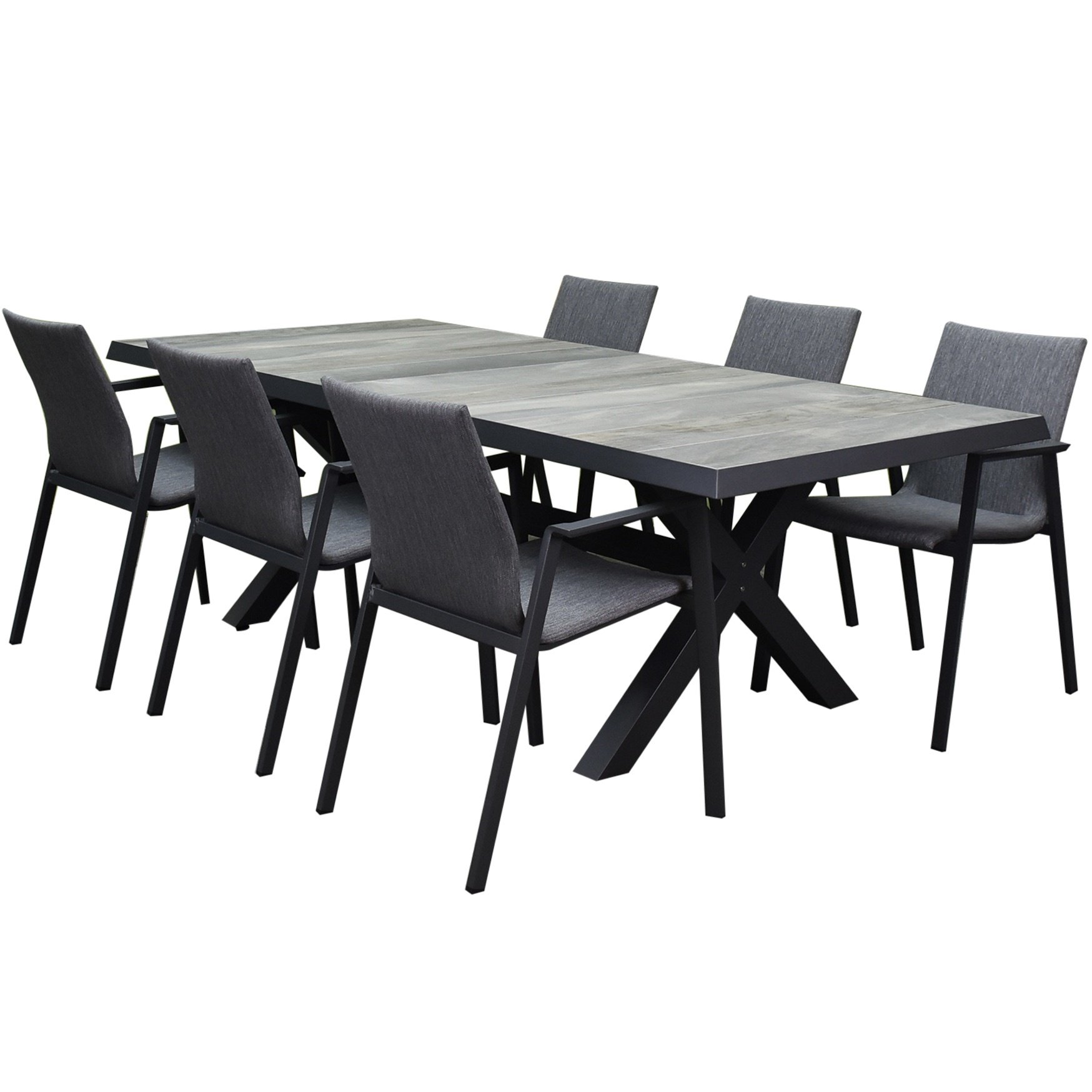 AVH-Collectie Nancy New Delhi dining tuinset 224x103x74,5 cm 7 delig  aluminium