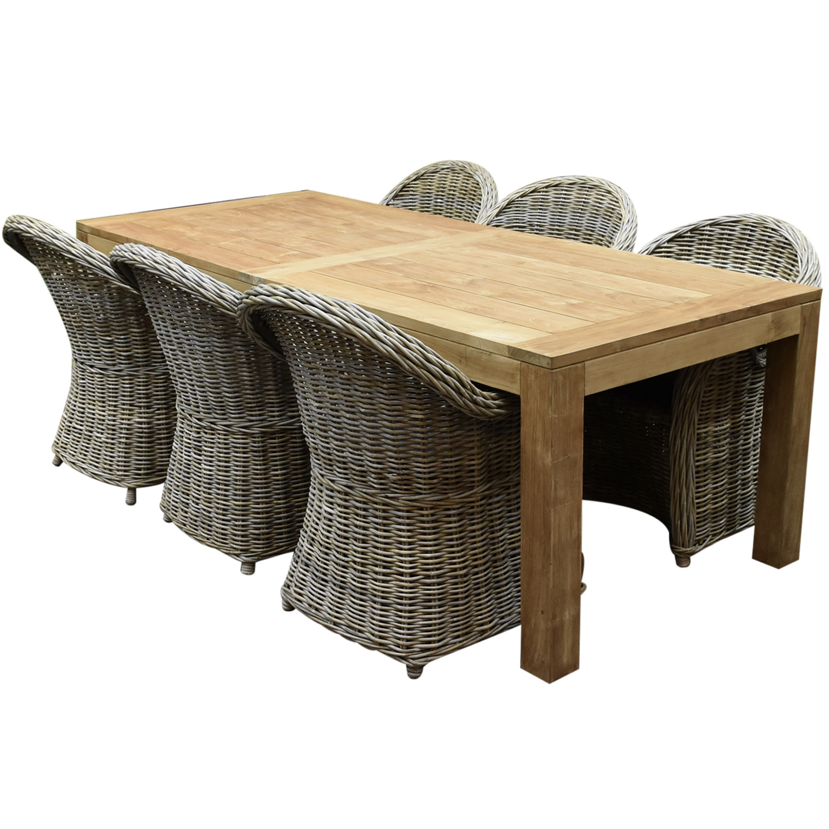 AVH-Collectie Roma Krista dining tuinset 240x100xH77 cm 7 delig rotan