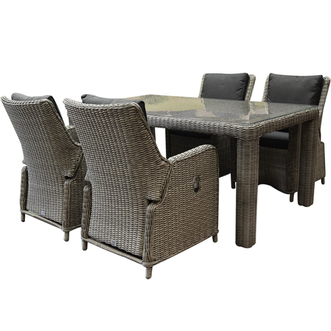 AVH-Collectie Bilbao Bergamo dining tuinset 180x100xH75 cm 5-delig grijs verstelbaar