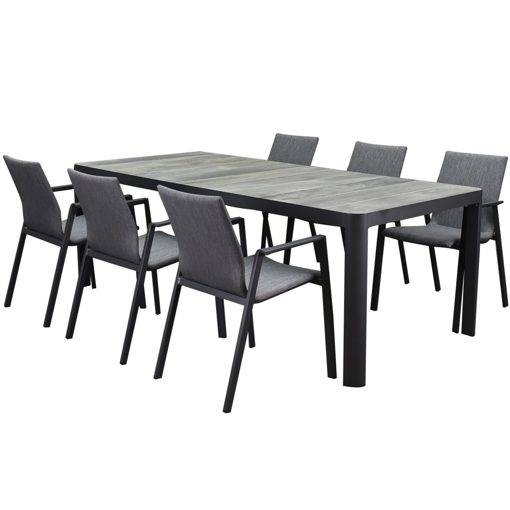 AVH-Collectie Nancy New Delhi dining tuinset 220x100xH74,5 7 delig aluminium