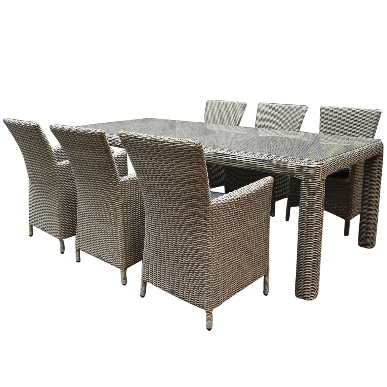 AVH-Collectie Capri Bergamo dining tuinset 240x100xH76 cm 7-delig grijs