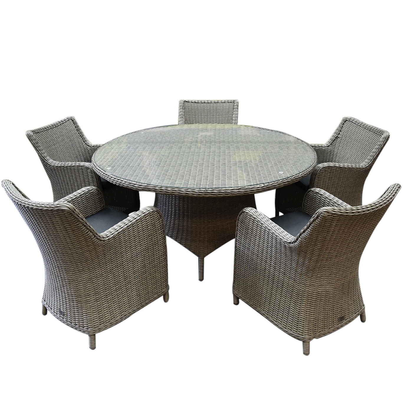 AVH-Collectie Bilbao Riccione dining tuinset 150 cm rond 6-delig grijs