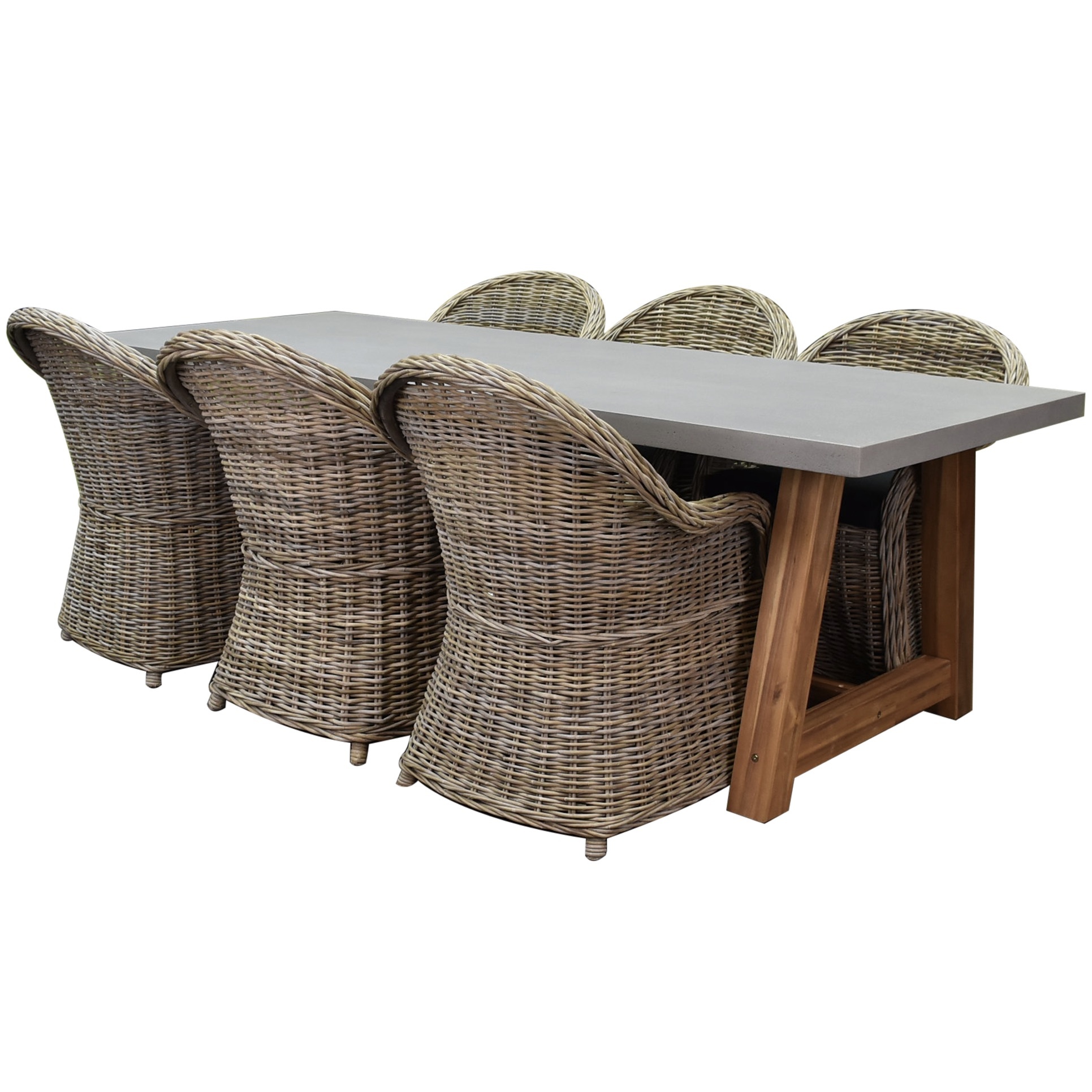AVH-Collectie Veltis Roma dining tuinset 250x100xH77 cm 7-delig Rotan