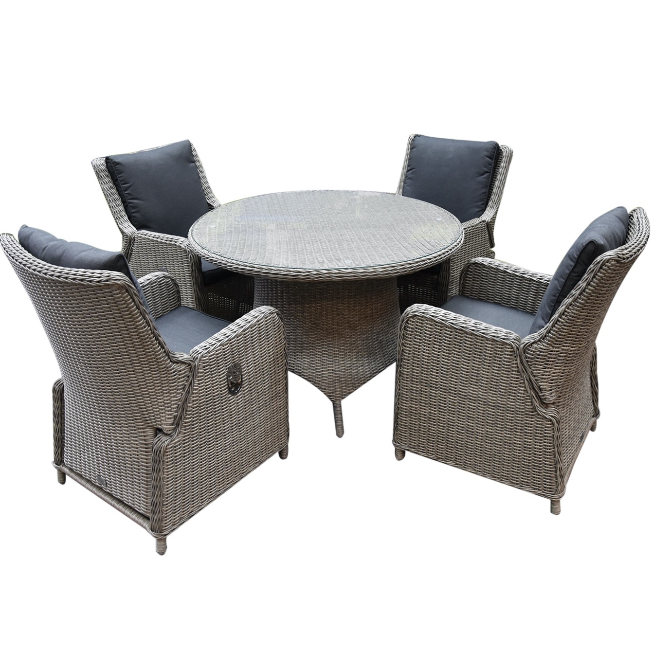 AVH-Collectie Bilbao Riccione dining tuinset 110 cm rond 5-delig grijs verstelbaar