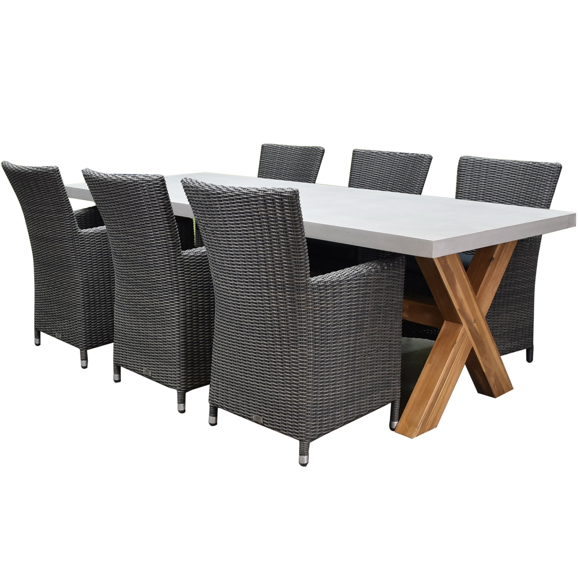 AVH-Collectie Capri Norwich dining tuinset 240x100xH75 cm 7 delig antraciet