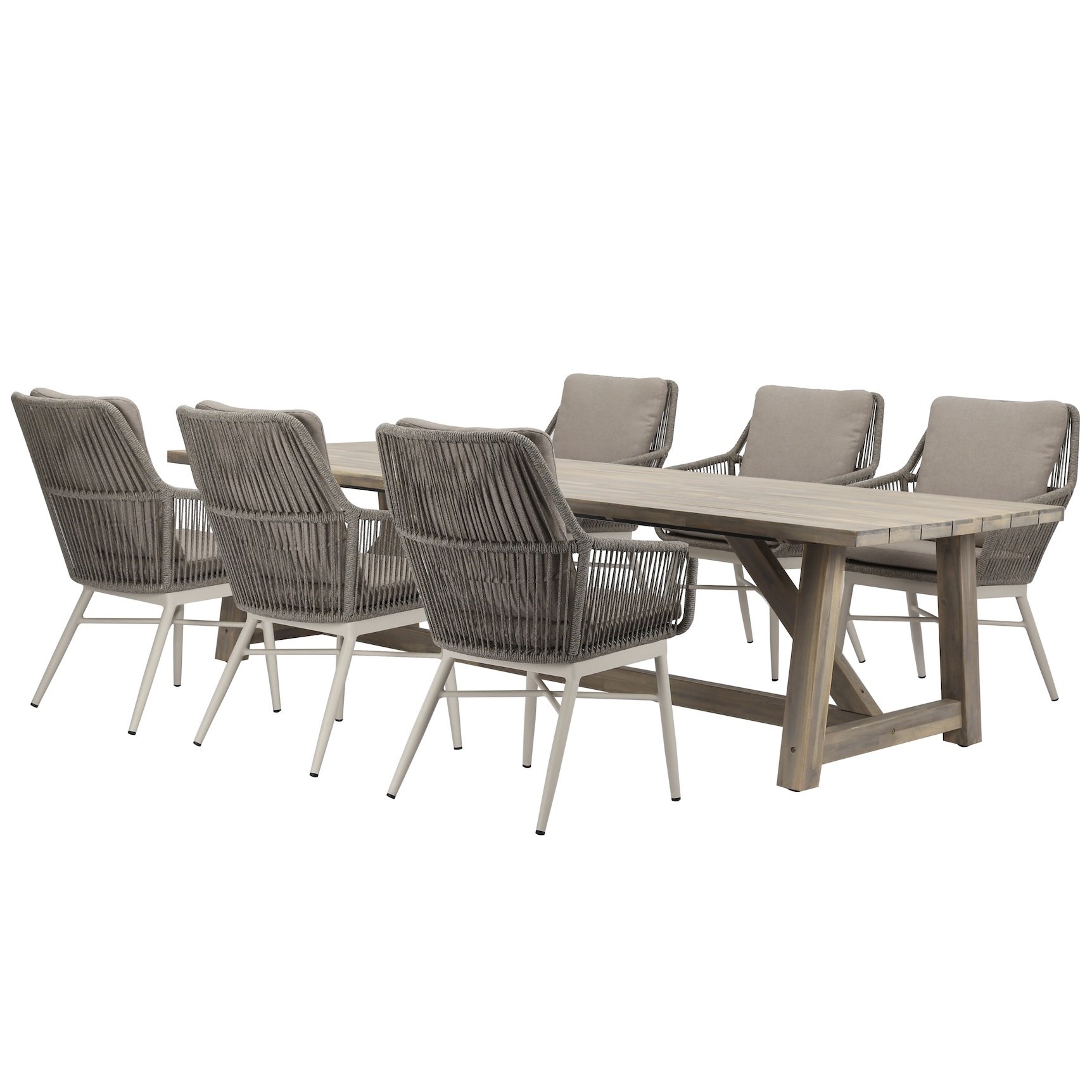 AVH-Collectie Tivoli Ravello dining tuinset 250x100xH76 cm 7 delig rope acacia