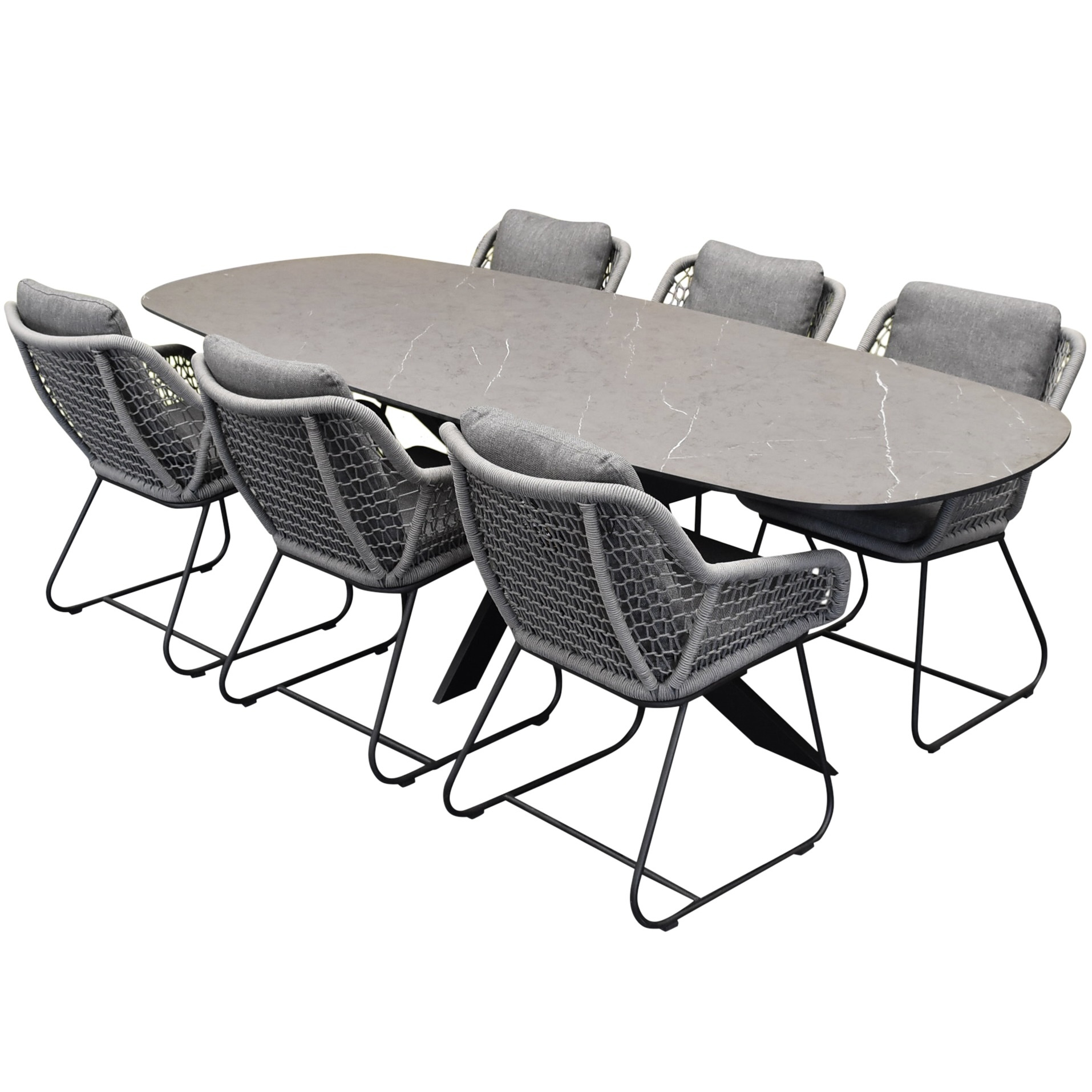 AVH-Collectie San Francisco Savona dining tuinset 240x100xH76 cm 7 delig keramiek