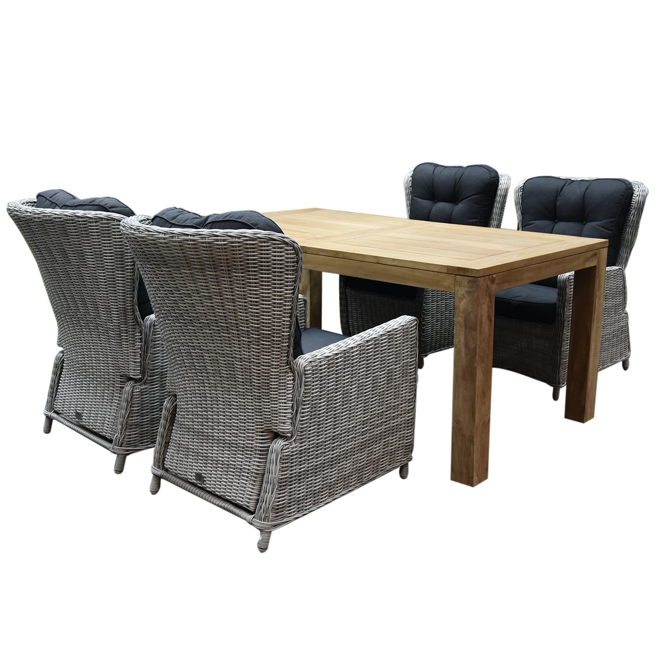 AVH-Collectie Marina lounge Krista dining tuinset 180x95xH77,5 cm 5-delig verstelbaar wit