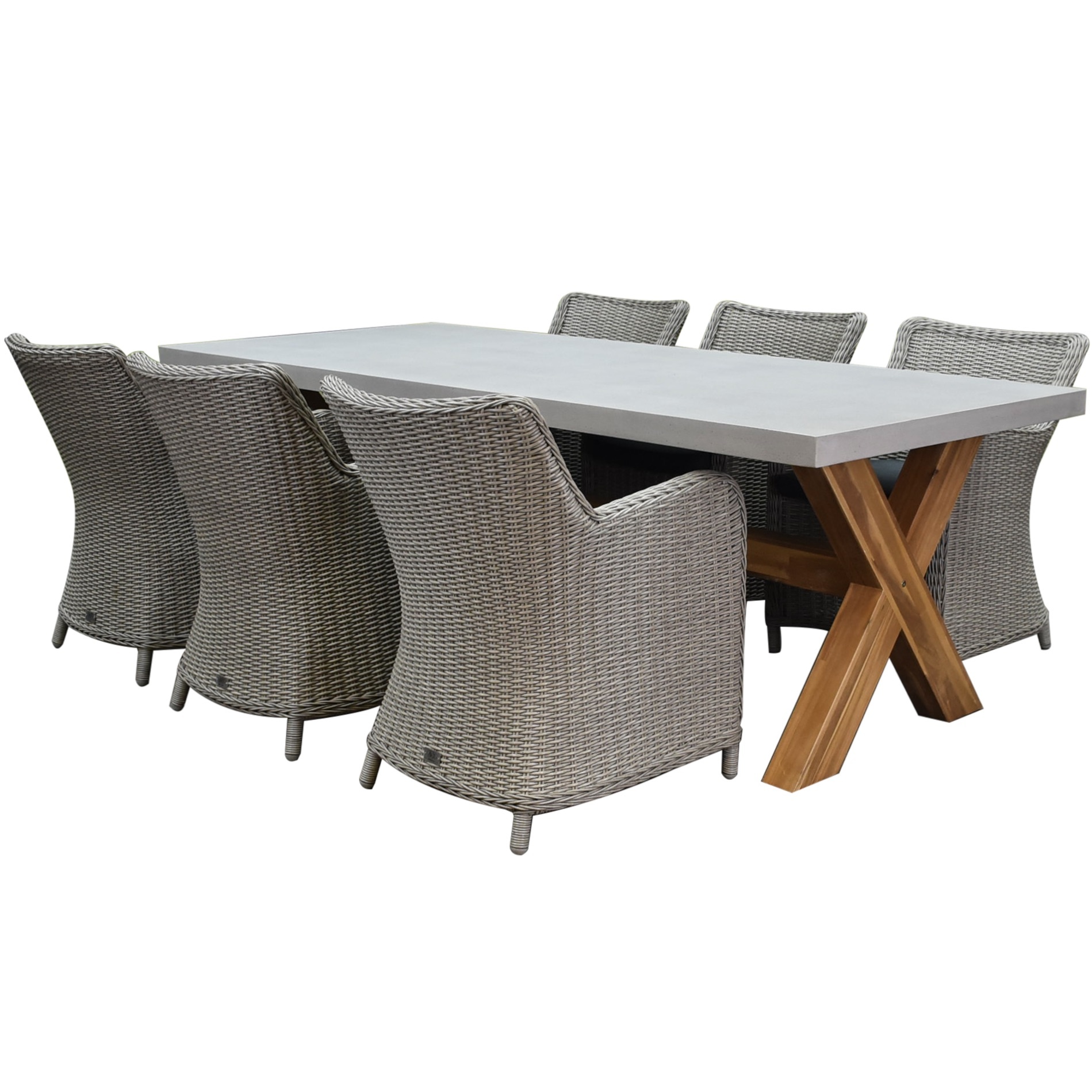 AVH-Collectie Bilbao Norwich dining tuinset 240x100xH75 cm 7 delig grijs