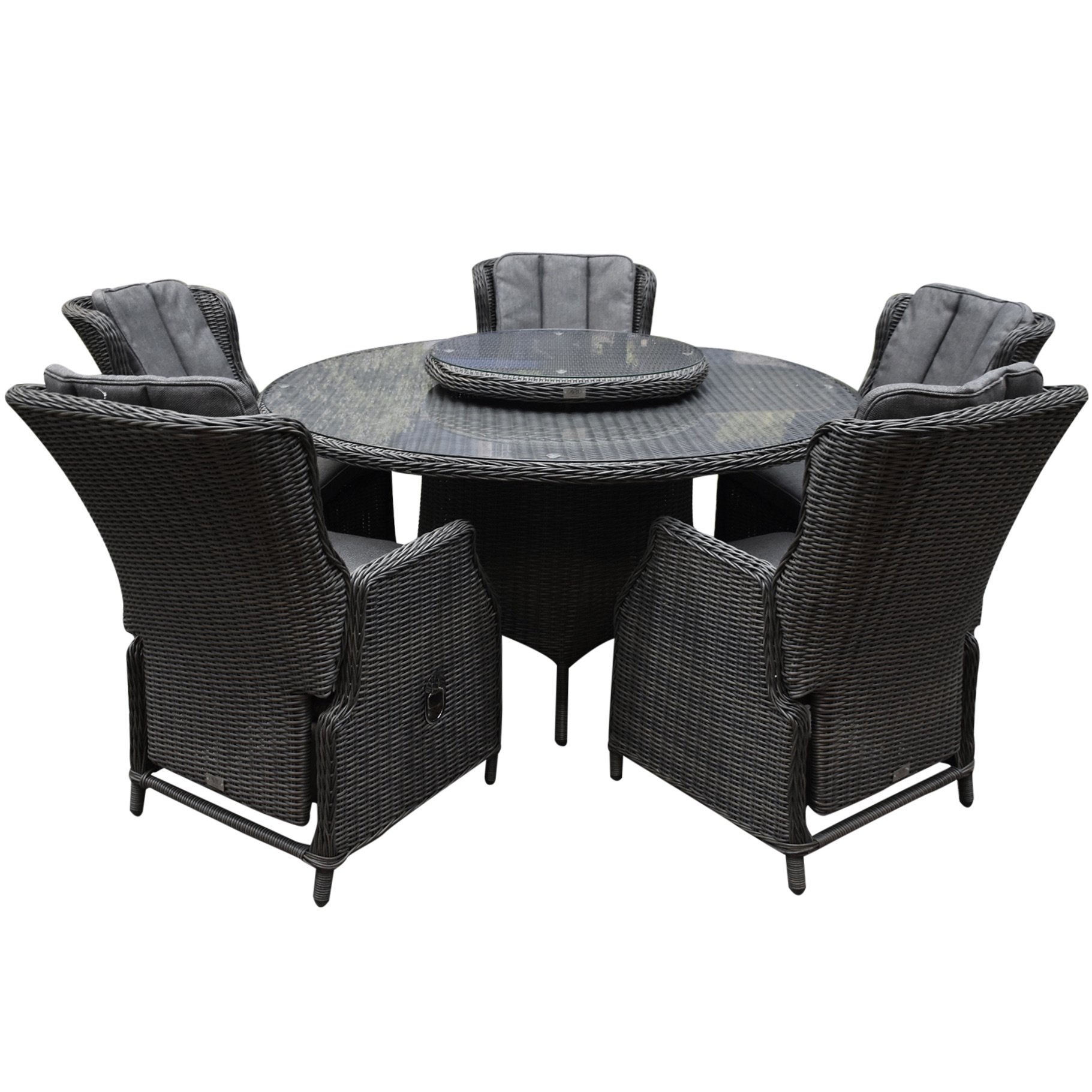AVH Premium Collection Darwin Riccione dining tuinset 150 cm rond 7 delig verstelbaar antraciet