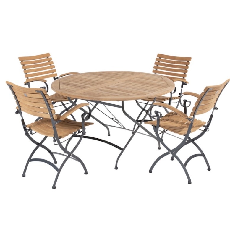 4 Seasons Outdoor Bellini dining tuinset 120 cm rond 5 delig teak 