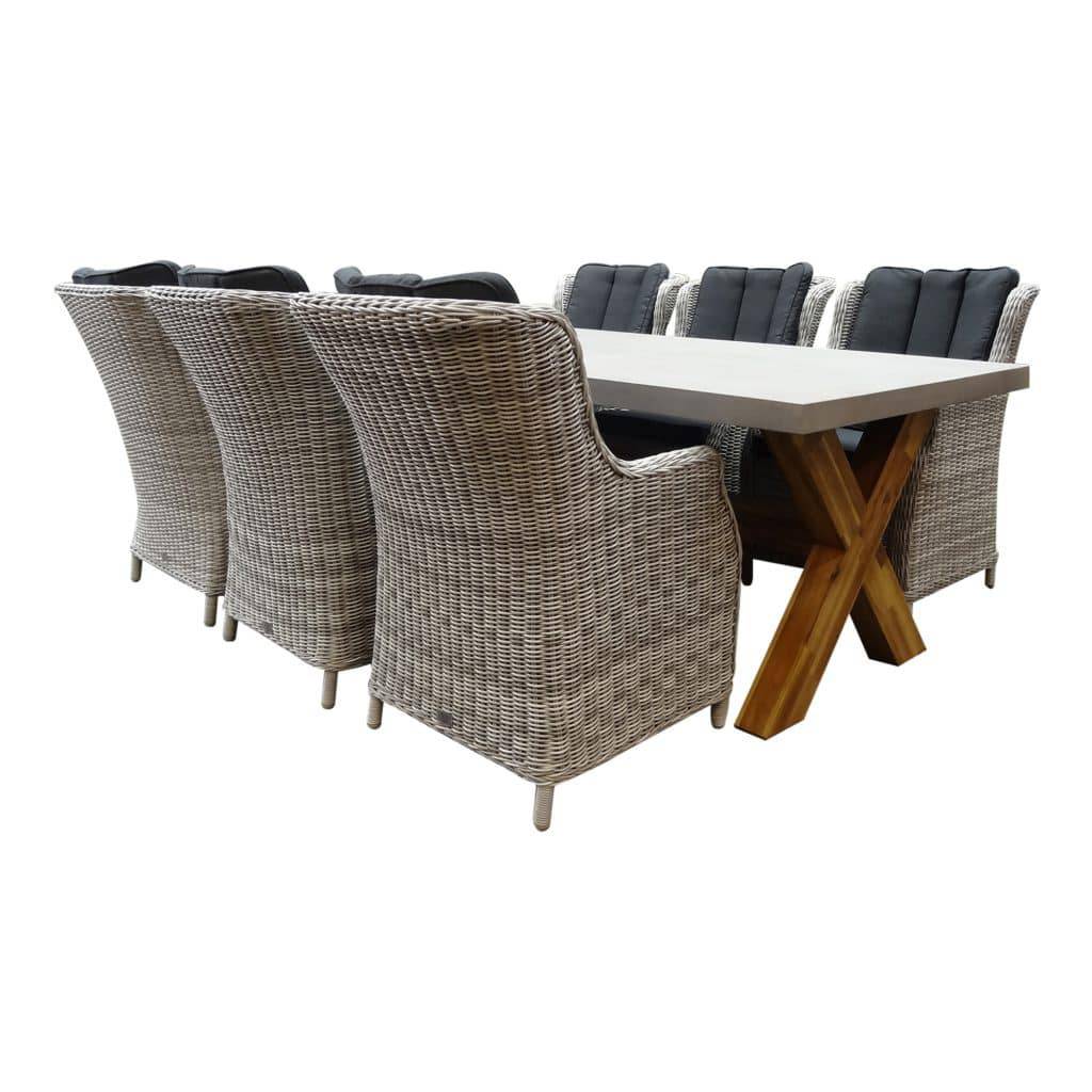 AVH-Collectie Norwich Darwin dining tuinset 240x100xH77 cm 7-delig wit grijs